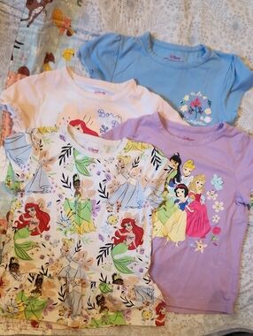 Disney Girls' Princess Tops - Pastel Pink, Lavender, Sky Blue, White *Set Of 4*